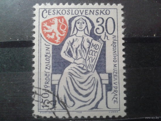 Чехословакия 1968 150 лет нац. музею, герб с клеем без наклейки