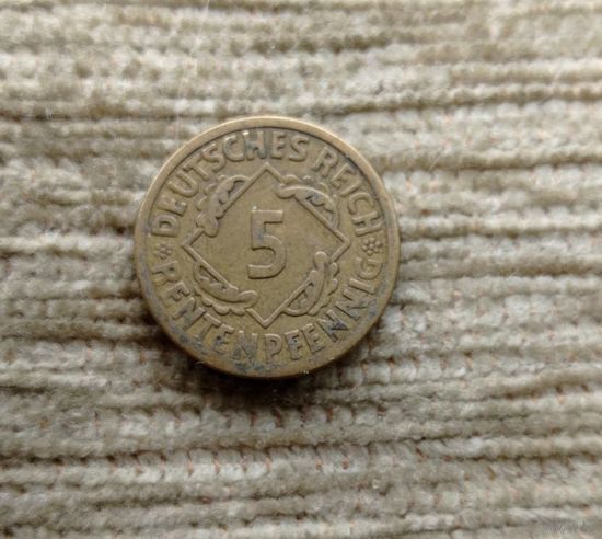 Werty71 Германия 5 рентенпфеннигов 1924 А пфеннигов Веймар