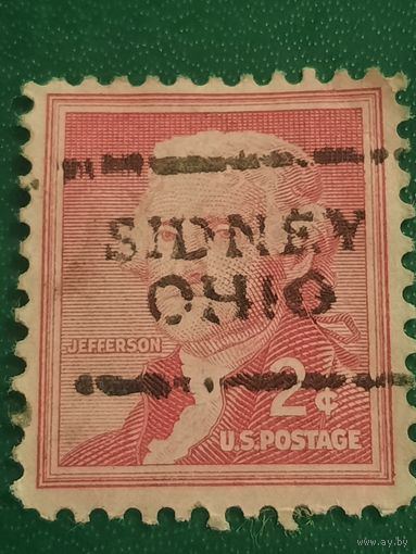 США 1901. Томас Джеферсон. Надпечатка Sidney Ohio