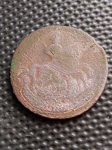 Интересный перечекан !!! 2 копейки 1758 г из 1 копейки 1755 г. Елизавета.