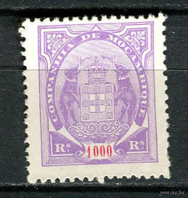 Португальские колонии - Мозамбик (Comp de Mocambique) - 1895 - Слоны с гербом 1000R - [Mi.25B] - 1 марка. Чистая без клея.  (Лот 20JA)-TG3P52