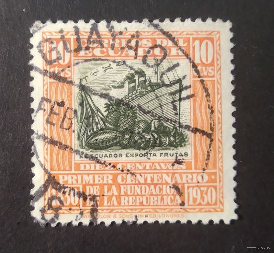 ЭКВАДОР\1452\ Эквадор 1930 КОРАБЛЬ . ФЛОТ. штемпель Гуаякиль. порт \GUAYAQUIL\ФИЛГЕОГРАИЯ