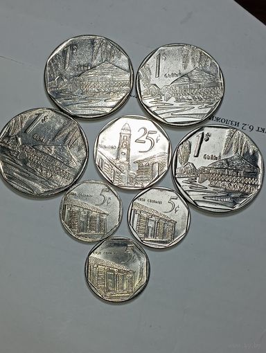 Куба 1 песо 1998 , 2000 , 2007 , 2012 , 25 сентаво 2008 и 5 сентаво 2000 , 2016 , 2018 года .