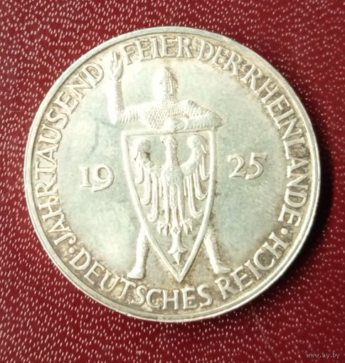 Веймарская республика. 3 марки 1925 D. 1000 лет Рейнланду