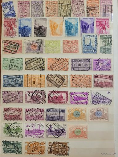 С 1 руб. Подборка железнодорожных марок Бельгии. 48 шт разных