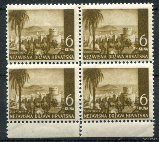 Хорватия - 1941/42г. - ландшафты, архитектура, 6 K - 1 кварт - MNH с потрескавшимся клеем. Без МЦ!