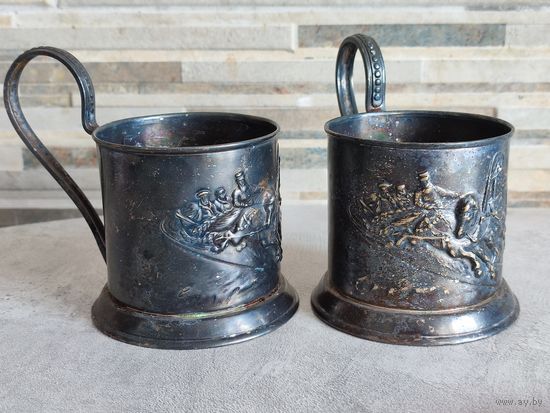 Подстаканник зимняя тройка, мельхиор.