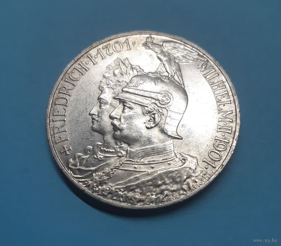 Германия. 5 марок. 1901 год. 200 лет Пруссии. Отличная! Серебро