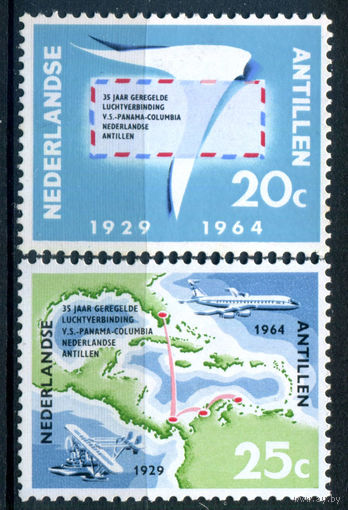 Нидерландские Антильские острова - 1964г. - 35 лет авиасообщению - 2 марки - полная серия, MNH [Mi 139-140]. #3-WB-77-A-1