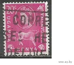 Кения Уганда и Танганьика. Королева Елизавета II. Антилопа Гну. 1960г. Mi#111.