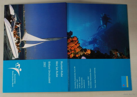 Аруба годовой набор 5+10+25+50 центов 1+2,5 гульдена + жетон 2002 год, UNC.