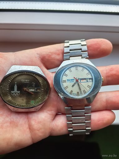 Часы ссср полет наручные , одни тикают, в ремонт, браслет полет штурманские, в подарок