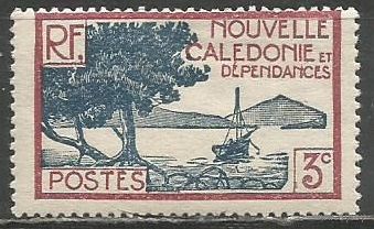 Новая Каледония. Бухта. Горный пейзаж. 1939г. Mi#222.