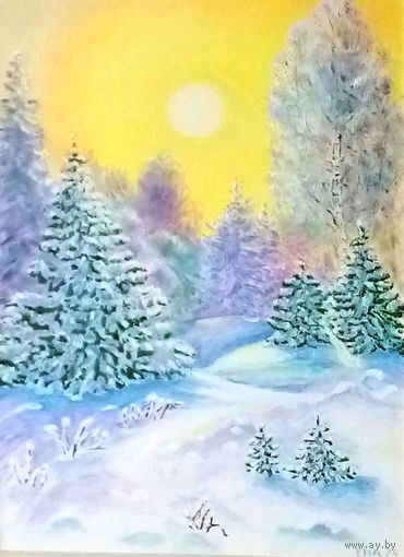 Картина Зимнее утро в лесу