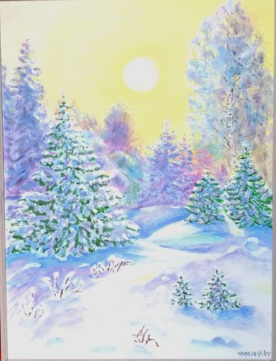 Картина Зимнее утро в лесу