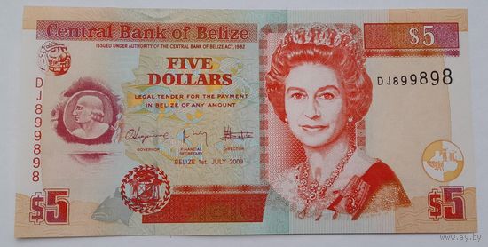 Белиз 5 долларов 2009 года UNC