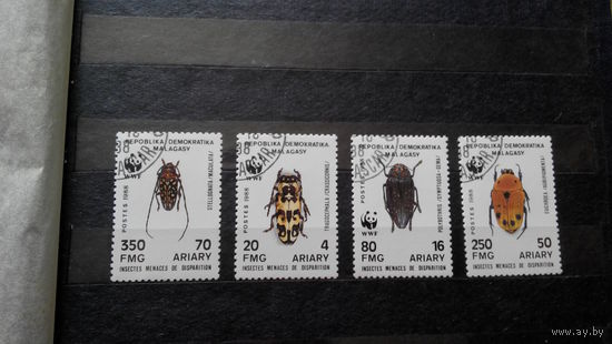 Жуки, насекомые, фауна, марки, Мадагаскар, 1988, WWF