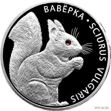 Серебро. 999 проба !  Squirrel, Белка, Вавёрка , 20 рублей. 2009 год. Лучшая цена в РБ ! Символ РБ , Деньги , Животный мир ,    Тираж 5000 шт.
