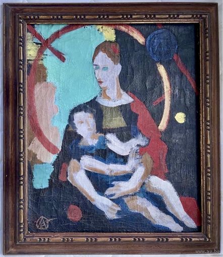 Кищенко А.М "Мадонна с младенцем", 1979г. Холст, масло. Размер 44,5х37 см.