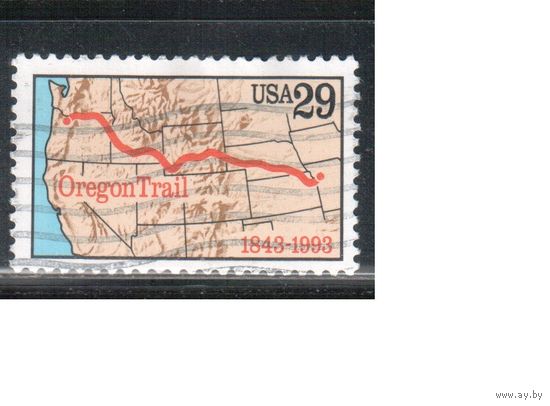 США-1993, (Мих.2343) , гаш., Дорога, Карта (одиночка),