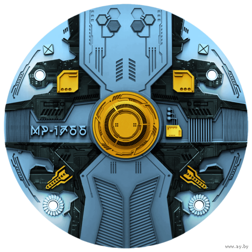 RARE Камерун 1766 франков 2024г. "Левитация. Летающая монета НЛО MP-1766. Синяя галактика". Видео. Монета в тематическом подарочном футляре; сертификат; коробка. СЕРЕБРО 217,70гр.(7 oz).