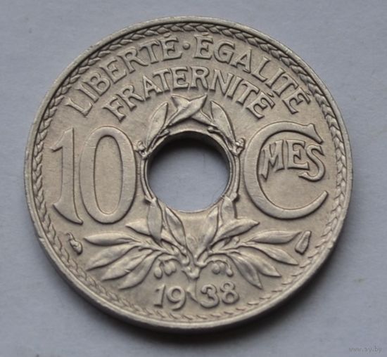 Франция, 10 сантимов 1938 г.
