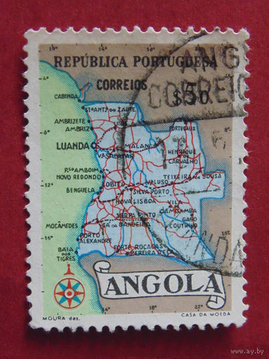 Португальская Ангола 1955 г. Карта.