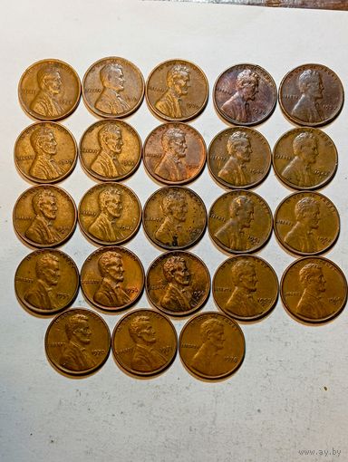 США 1 цент 1918 , 1919 , 1929 , 1936 , 1937 , 1929 , 1941 , 1942 , 1944 , 1944 D , 1944 S , 1946 , 1948 D , 1951 D , 1952 D , 1953 , 1956 , 1956 D , 1957 D ,1969 S , 1970 S , 1971 S , 1978 года .