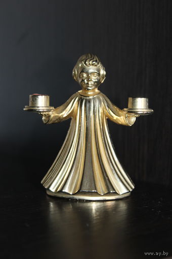Латунный подсвечник "Ангелочек", на две свечи.