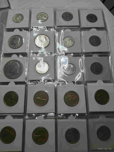 Набор квотеров США (штаты) все + 3 парка, плюс долларовики серия Сакагавея и другие 69 монет