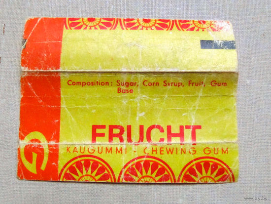 01-291 Обертка фантик от жевачки жевательной резинки G Gorlitzer Fruit Frucht ГДР 1970-е