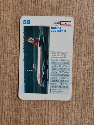 Карточка коллекционная со спецификациями самолета 70-х или 80-х годов (?)