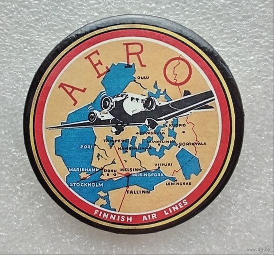 Авиакомпания Эстонии - AERO AIRLINES. (Жесть, 56 мм.)