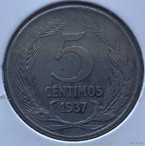 Испания 5 сентимос 1937 г. В холдере