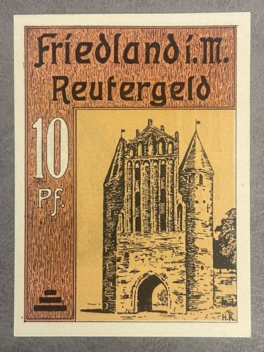 Нотгельд Фридланд, 10 пфеннигов 1922 год. Веймарская республика.