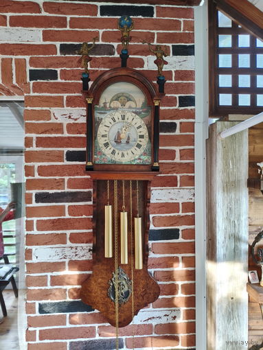 Антикварные Голландские Расписные Большие Часы Заанские / Zaance Clock Dutch XX век