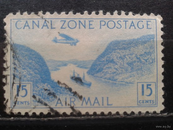 Зона Панамского канала, 1931. Авиапочта. Гравюра Панамского канала