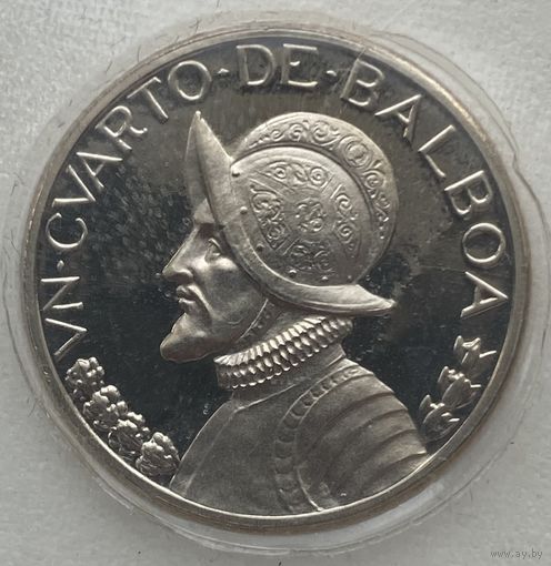 Панама 1/4 бальбоа 1974 г. В запайке из набора. Тираж 18000