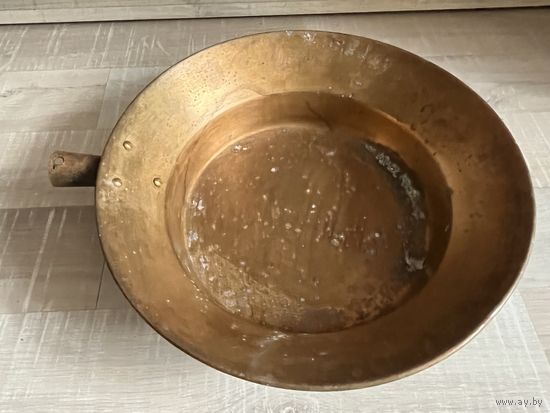 Таз латунный , тазик с ручкой для варенья , Кольчугино, клеймо , латунь