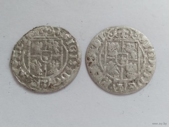 Полуторагрошовик. Полтора гроша. 1,5 гроша. 1623 и 1624гг. РП. 2 шт.