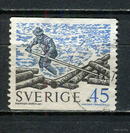 Швеция - 1970 - Бревна 45С - [Mi.666A] - 1 марка. Гашеная.  (LOT Go44)-T3P45