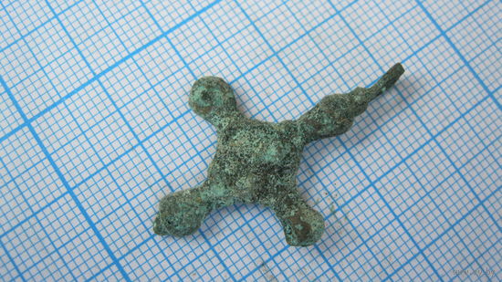 Крестик старинный, нательный. Бронза, литье.