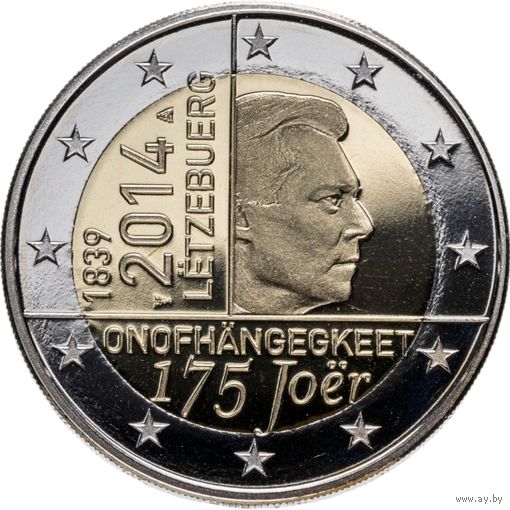 2 евро 2014 Люксембург 175 лет нации UNC из ролла