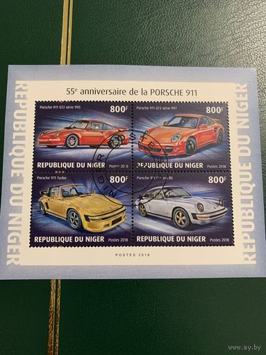 Нигер 2018. Автомобили Порше. Малый лист