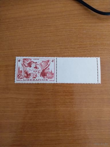 1945 Франция почтово-благотворительная чистая клей MNH** с купоном выпускалась одиночкой война (3-2)