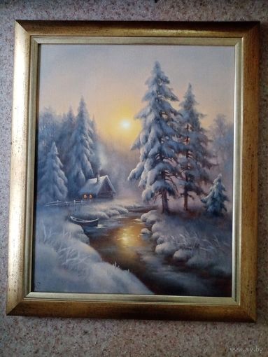 Рыбаков А. "Река зимой", х.м. 49х59см.
