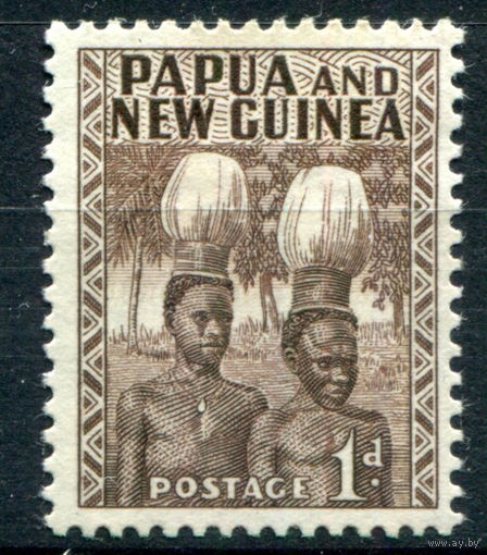 Британские колонии - Папуа Новая Гвинея - 1952/60г. - ландшафты, виды, местные мотивы, 1 P - 1 марка - MH [Mi 2]. #3-WB-90-A-1