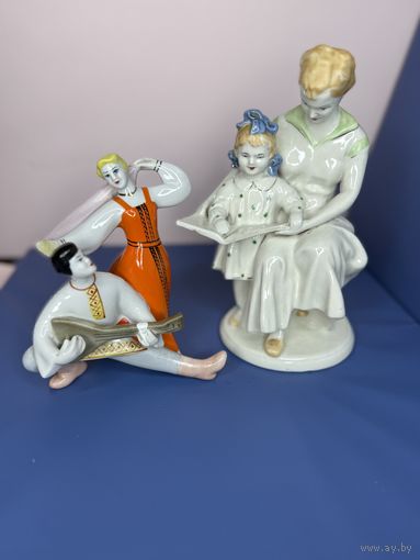 Старт с 1 рубля ! В РЕСТАВРАЦИЮ! ,Фарфоровая  статуэтка Первая буква + статуэтка Перепляс
