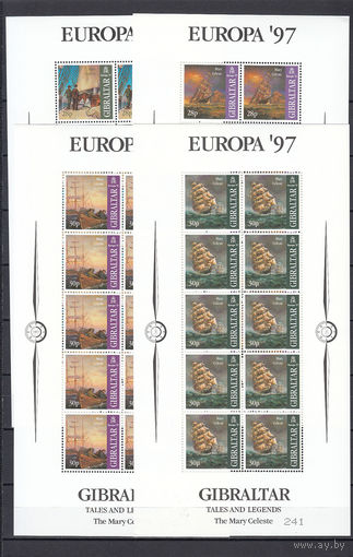 Парусные корабли. Гибралтар. 1997. 4 малых листа.  Michel N 783-786 (70,0 е)
