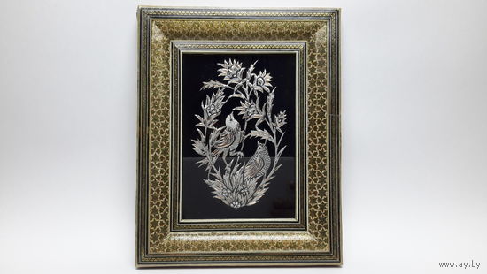 Картина в восточном стиле серебрение золочение